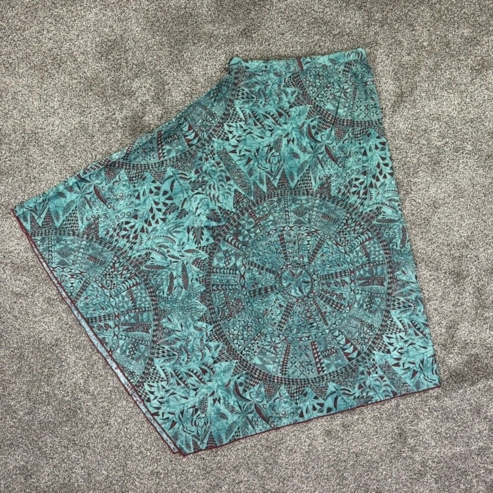 Peruvian Connection Teal Handkerchief Hem Midi Skirt Womens 8 Pima Cotton Casual - Picture 2 of 10
